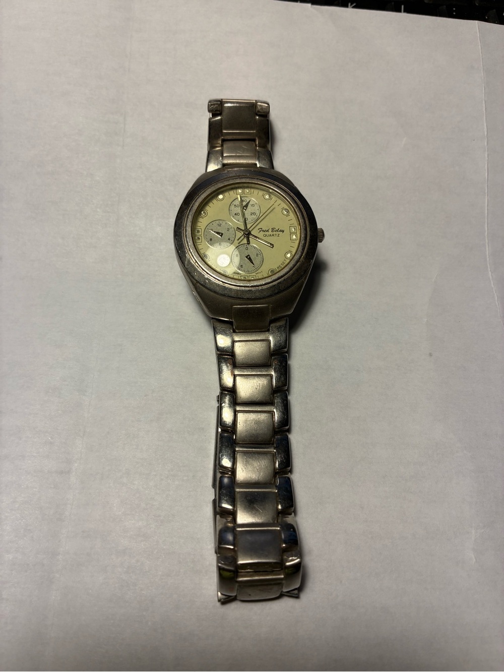 Fred belay stainless steel 3 dials vintage wristwatch